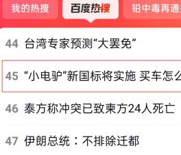 “小電驢新國標將實施 買車怎么選”沖上百度熱搜